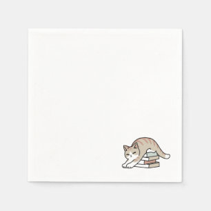 Book Lover Cat Illustration - Curled Up & Cosy Napkin