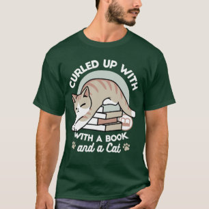 Book Lover Cat Illustration - Curled Up & Cosy T-Shirt