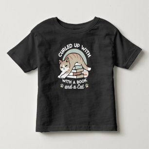 Book Lover Cat Illustration - Curled Up & Cosy Toddler T-Shirt