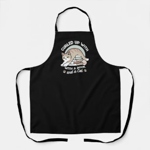 Book Lover Cat Illustration - Curled Up & Cozy Apron
