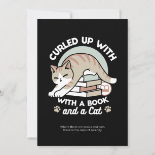 Book Lover Cat Illustration - Curled Up & Cozy Holiday Card