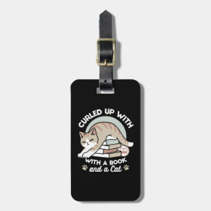 Book Lover Cat Illustration - Curled Up & Cozy Luggage Tag