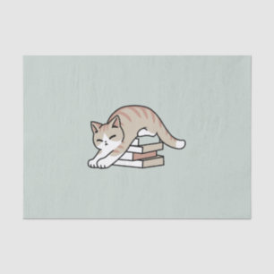 Book Lover Cat Illustration - Curled Up & Cozy Tissue Paper