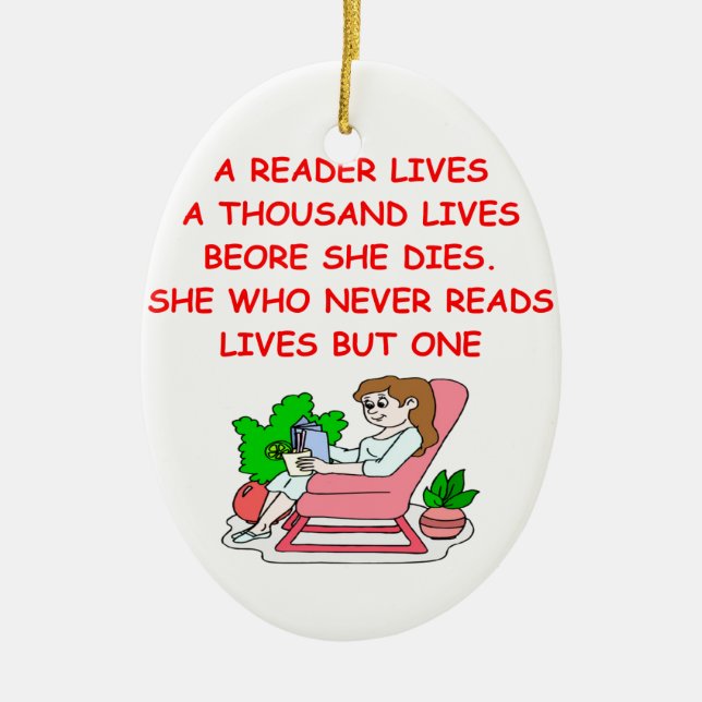 book lover ceramic tree decoration (Front)