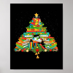 Book Lover Christmas Tree Bookworm Librarian Poster