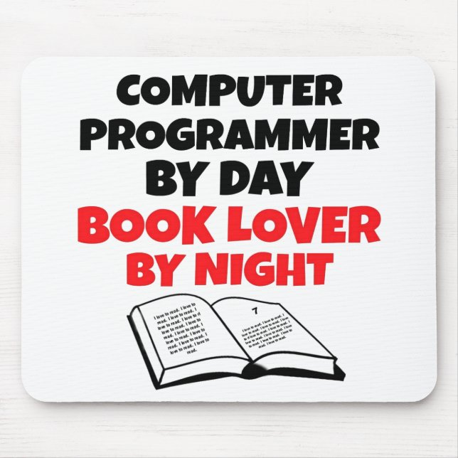 Book Lover Computer Programmer Mouse Mat (Front)