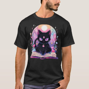 Book Lover Crystal Witchy Cute Black Cat Kawaii Pa T-Shirt