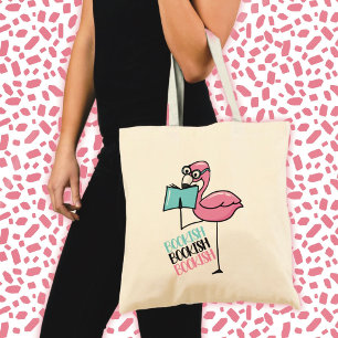 Book Lover Flamingo Tote Bag