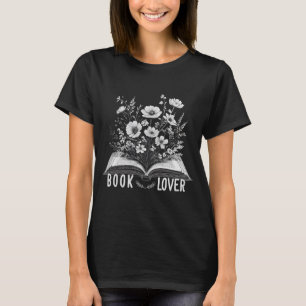 Book Lover Floral Growing From A Book T-Shirt
