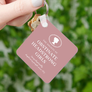 Book Lover Funny Literary Quote Pink Key Ring
