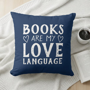 Book Lover Funny Saying Navy and White Typography Cushion