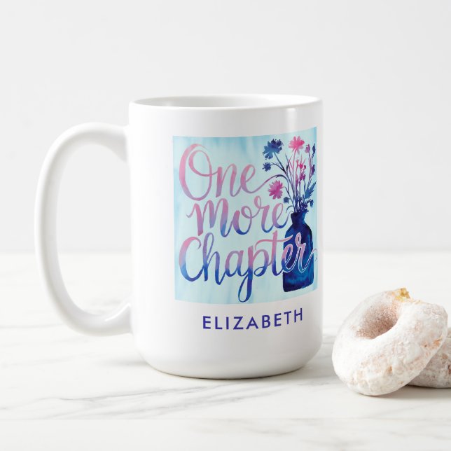 Book Lover Gift Blue One More Chapter Wildflowers Coffee Mug (With Donut)