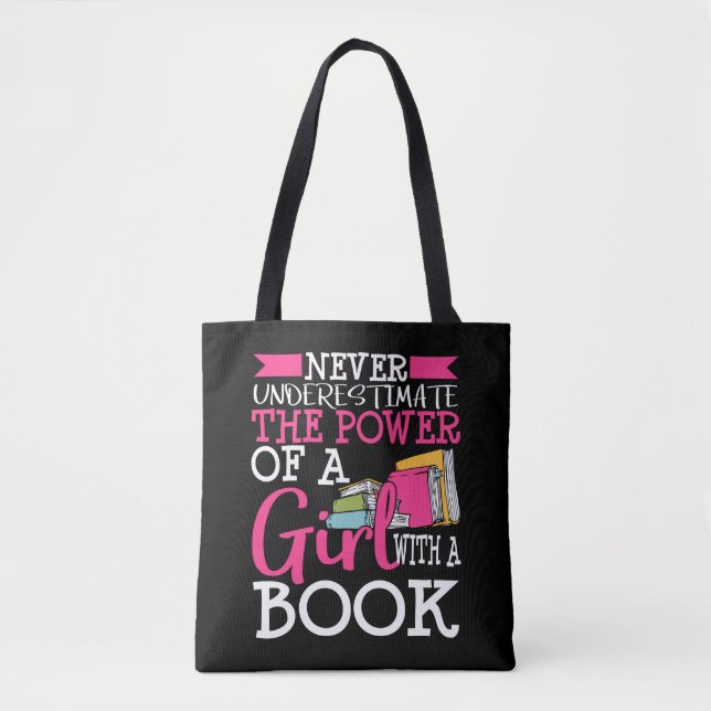 Book Lover Gift for Women Teens Bookworm Reader Tote Bag (Front)
