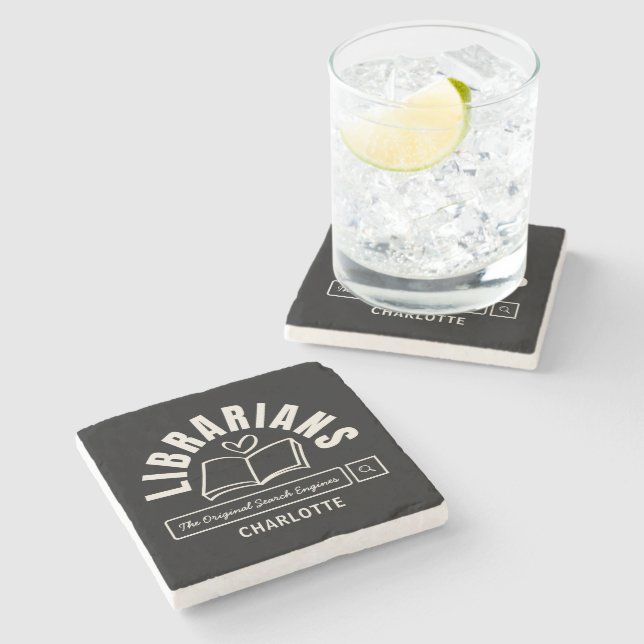 Book Lover Gift Funny Librarian Humour  Stone Coaster (Side)