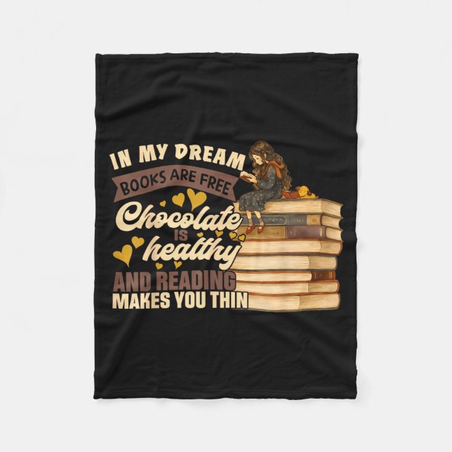 Book Lover Gift Reading Gift Sweet Chocolate Lover Fleece Blanket (Front)