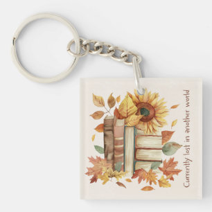 Book Lover Gift with Sunflowers Acrylic Keychain