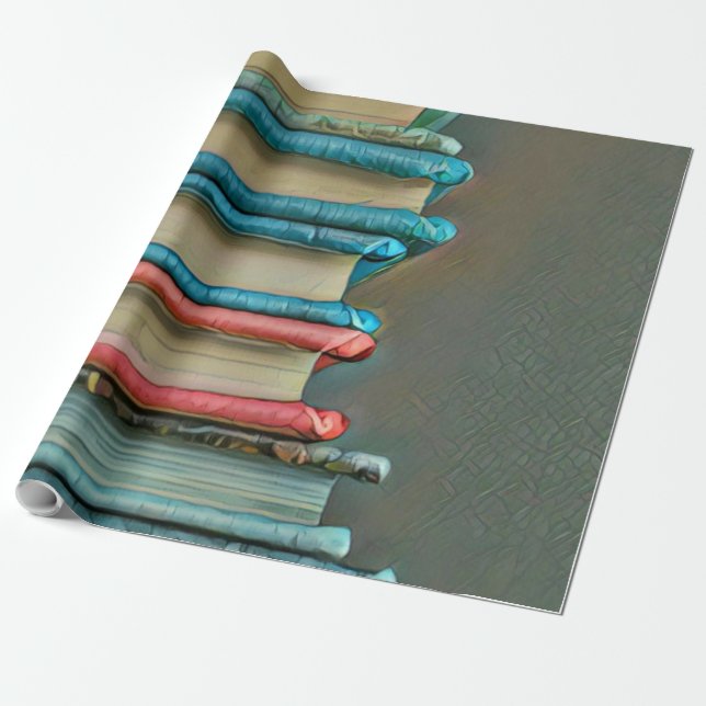 Book lover gift wrapping paper (Unrolled)