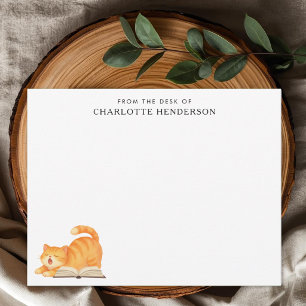 Book Lover Ginger Cat Personalised Card