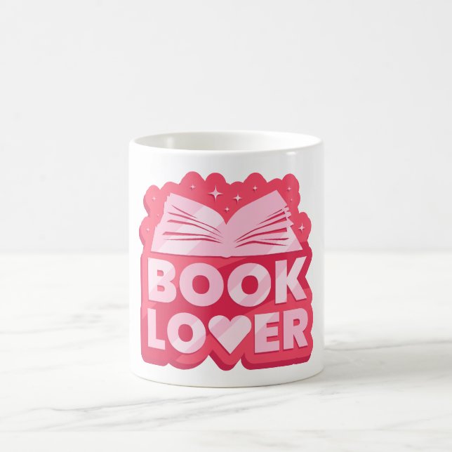 Book Lover Girl Drawing Art Coffee Mug (Center)