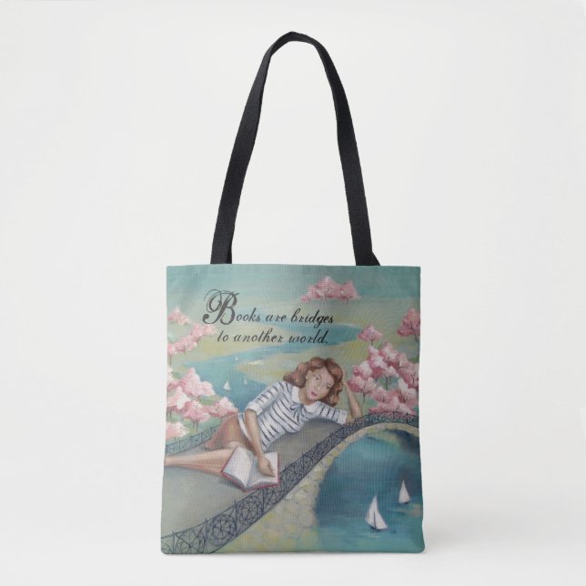 Book Lover Girl Tote Bag (Front)