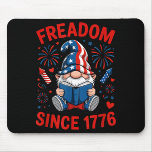 Book Lover Gnome American Patriotic Freadom Mouse Mat