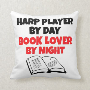 Book Lover Harp Player Cushion