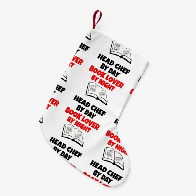 Book Lover Head Chef Small Christmas Stocking (Front (Hanging))