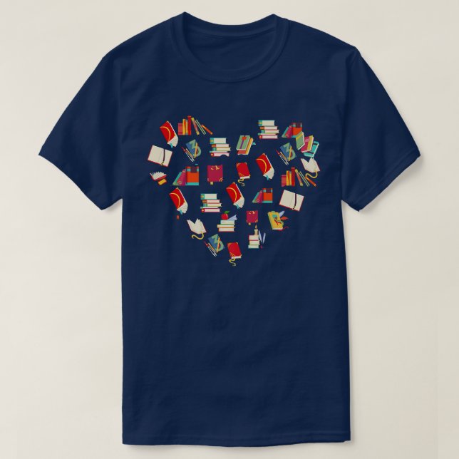Book lover heart, I love book reading, bookaholic  T-Shirt (Design Front)