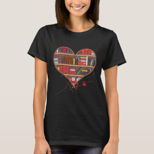 Book Lover Heart Shape Club Librarian Bookworm T-Shirt