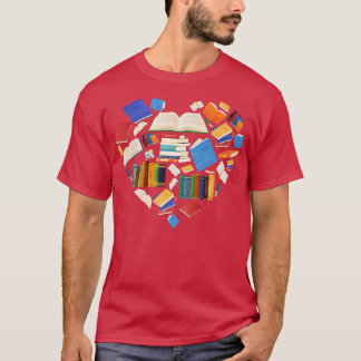 Book Lover Heart Shape Reading Club Librarian Book T-Shirt