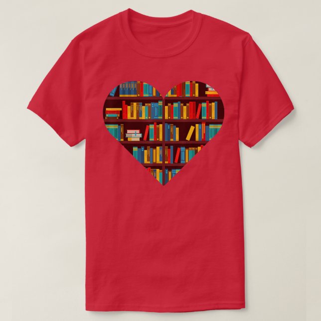 Book Lover Heart Shape Reading Club Librarian Book T-Shirt (Design Front)