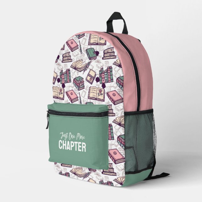 Book Lover “Just One More Chapter” Backpack (Back Corner Right)