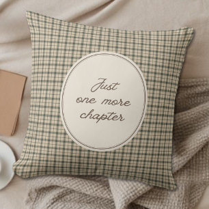 Book Lover Just One More Chapter Script Gingham Cushion