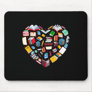 Book Lover Librarian Teacher Bookish Books Heart V Mouse Mat
