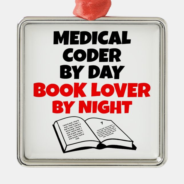 Book Lover Medical Coder Metal Tree Decoration (Front)