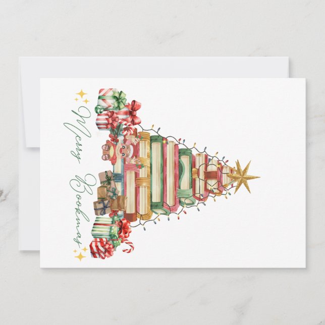 Book Lover Merry Bookmas Christmas Holiday Card (Front)