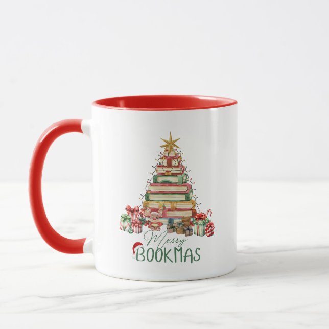 Book Lover Merry Bookmas Christmas Mug (Left)