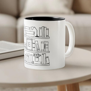 Book Lover Monogrammed Gift Two-Tone Coffee Mug