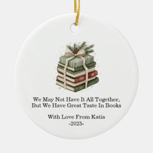 Book Lover Ornament, Funny Gifts for Friends, Book Ceramic Tree Decoration