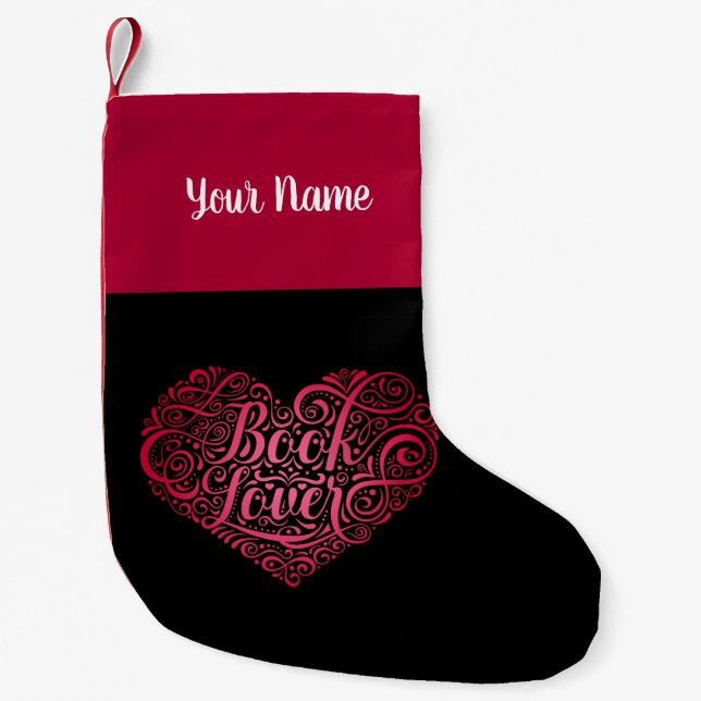 Book Lover Personalised Small Christmas Stocking (Front)