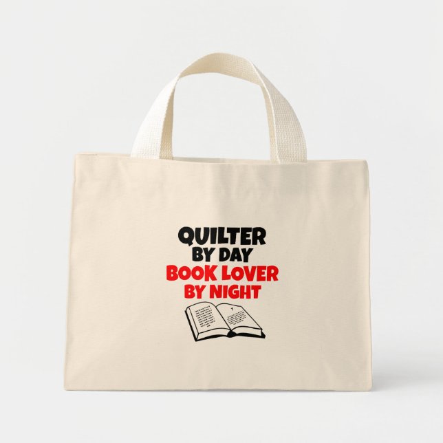 Book Lover Quilter Mini Tote Bag (Front)
