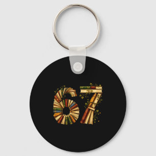 Book lover reading bookish book club librarian 67 key ring