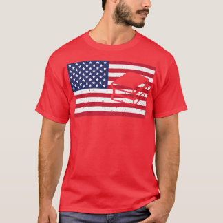Book Lover Reading Librarian American US Flag 4th  T-Shirt