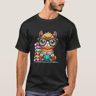 Book Lover Reading Llama T-Shirt