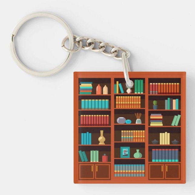 Book Lover’s Bookshelf Keychain (Front)