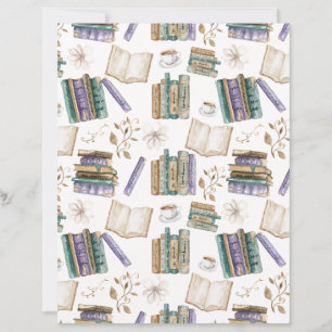 Book Lover Scrapbook Paper in White