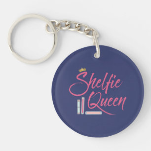Book Lover Shelfie Queen Blue and Pink Key Ring