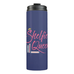Book Lover Shelfie Queen Blue and Pink Thermal Tumbler