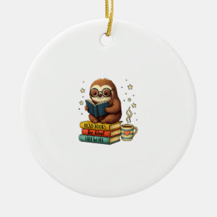 Book Lover Sloth Reading Bookish Library Read Book Ceramic Tree Decoration