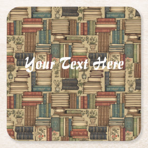 Book Lover Square Paper Coaster